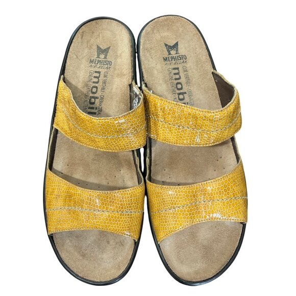 Mephisto Ularia Mobils Sandal Yellow Textured Leather AirRelax 40 EU / 9.5-10 US - Picture 2 of 9